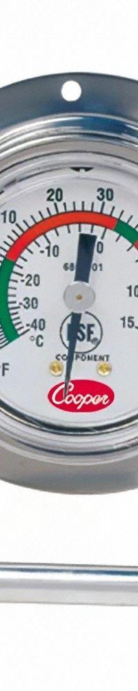 COOPER Cap Back: -40°F to 60°F /-40°C to 15.6°C, ±2°F/1°C @ 10 to 40°F/-12 to 4.5°C, 2 in Dial Dia (MPN 6812-01-3). Key specifications — Brand: COOPER; Accuracy: ±2 °F/1 °C @ 10 to 40 °F/-12 to 4.5 °C.