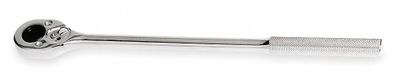 PROTO Hand Ratchet: Pear, Reversible, 16 in Overall Lg, Full Polish, 15° Min Arc Swing - Standard-Head Female Ratchets