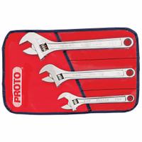 PROTO Adjustable Wrench Set: Alloy Steel, Satin, 1 1/2 in_1 3/16 in_1 13/32 in Jaw Capacity (MPN J795A). Key specifications — attr309359: Satin; attr309363: 8 in to 12 in; attr324924: PROTO; attr309365: Tool Roll; attr309358: Alloy Steel.