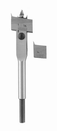 IRWIN Adjustable Spade Drill Bit: 1 3/4 in Drill Bit Size, 1/4 in Shank Dia, 5 1/2 in Overall Lg (MPN 44801). Key specifications — attr277223: IRWIN; attr255674: Bright (Uncoated); attr255683: High Speed Steel.