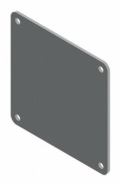 HOFFMAN Wireway Closure Plate: 4 in Wd, 4 in Ht, 5 3/8 in Lg, 5 7/16 in Ht, Stainless Steel, NEMA 12 (MPN F44WPSS). Key specifications — attr2555: HOFFMAN; attr2556: 2B Cold Rolled; attr2565: Stainless Steel.