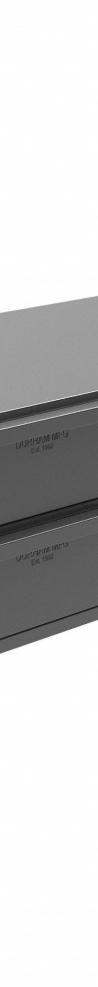DURHAM MFG Drawer Bin Cabinet: 33 3/4 in x 12 1/4 in x 7 1/2 in, 12 Drawers, Stackable, Steel, Gray (MPN 013-95). Key specifications — Cabinet Material: Steel; Includes Dividers: Yes; Cabinet Finish: Powder Coated; Drawer Color: Gray; Cabinet Style: Drawer; Assembled: Assembled; Drawer Inside WxDxH: (12) 4-15/32 in x 11-1/4 in x 3-3/16 in; Cabinet Color: Gray.