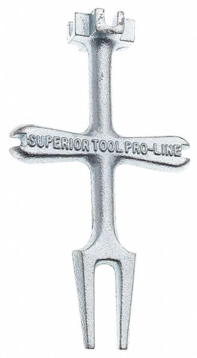 SUPERIOR TOOL Plug Wrench: Zinc, 5 7/8 in Handle Lg, NPT, 1 15/16 in Overall Wd, 6 in - Basket Strainer Wrenches