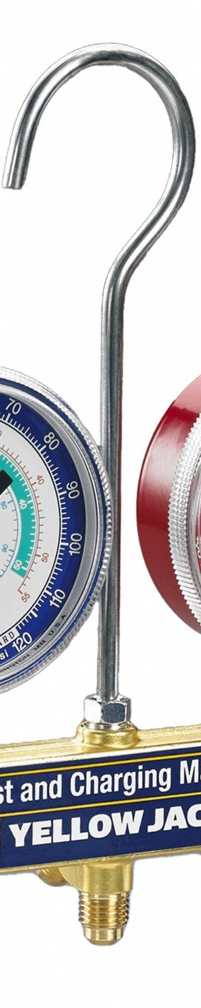 YELLOW JACKET Manifold Gauge: 2 Valves - Analog Manifolds