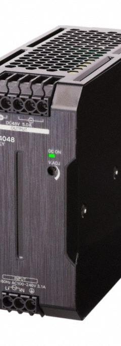 OMRON DC Power Supply: DIN Rail, 240 W Output Power - Rated, 5 A Current - Output, Single Phase (MPN S8VK-G24048). Key specifications — attr1044898: Single; attr1044874: Metal; attr1044879: 100 to 240V AC; attr211400: OMRON.