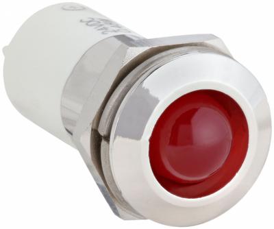 APPROVED VENDOR Raised Panel Light: 16 mm Panel Mounting Hole Dia, LED, Red, Raised Head - LED Indicator Pilot Lights