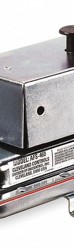 Air Sensing Switch: Adj, Manual Reset, 0.4 in wc to 12 in wc, Conduit Box, SPDT, 480V AC (MPN AFS-460-142). Key specifications — Switch Voltage: 480V AC; Manufacturer Part Number: AFS-460-142; Brand: CLEVELAND CONTROLS.