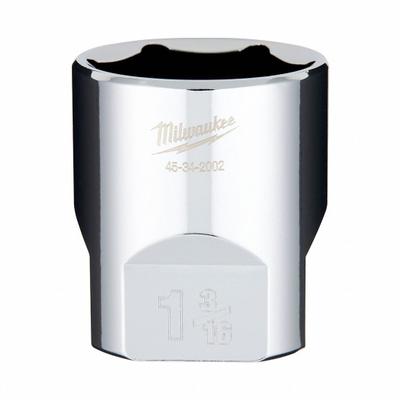 MILWAUKEE Socket Extension: SAE, 1/2 in Drive Size, 13/16 in Socket Size, 6-Point - Anti-Roll Hand Sockets