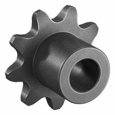 TSUBAKI Sprocket: One-Sided Hub, For Single Strands, 25, 9 Teeth, 0.731 in Pitch Dia - Size 25 Plain-Bore Roller Chain Sprockets