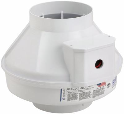 FANTECH In-Line Duct Fan: 375 cfm Max., 6 in Duct, 141 W, 120V AC, 1 Ph, IP44 - Radon Inline Duct Fans
