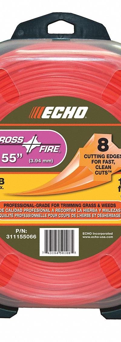 CROSSFIRE String Trimmer Line: 0.155 in Dia, 126 ft Overall Lg, Round, Orange