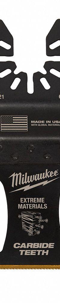 MILWAUKEE Oscillating Tool Blade: 1 3/8 in Blade Wd, 3 9/16 in Overall Lg, Straight Cutting, 3 PK (MPN 49-25-1523). Key specifications — attr1097473: Plaster; attr1097476: MILWAUKEE; attr1097456: Straight Cutting.