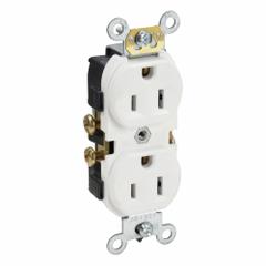 LEVITON Receptacle: Duplex, 5-15, White, 125V AC, 15 A, 2 Pole / 3 Wire (MPN CR15-W)