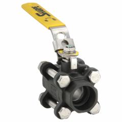 SHARPE Manual Two-Way Ball Valve: 3/4 in, Carbon Steel, Straight, Socket x Socket, Three-Piece, PTFE (MPN 4351002020). Key specifications — Brand: SHARPE; Seat Material: Polymer; Handle: Locking Lever.