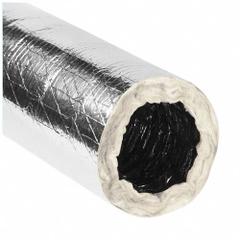 Insulated flex duct: 3 in Dia, 25 ft Lg, 6, 0.05% Vapor Trans, Fiberglass, Metallized Polyester (MPN 380). Key specifications — Manufacturer Part Number: 380; Brand: QUIETFLEX; Fire Rating: Less than 25 Seconds.