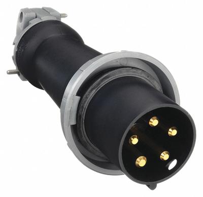 HUBBELL Pin and Sleeve Plug: Black, 347/600V AC, Three Phase, 100 A, 4 Pole, 5 Wire - Watertight Plugs