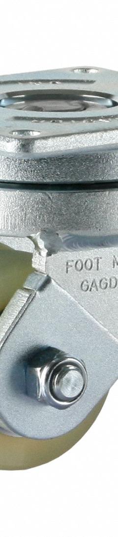 FOOT MASTER Plate Caster: Swivel, Polyurethane, 75 mm Wheel Dia, 30 mm Wheel Wd, 123 mm Mounting Ht (MPN GAGD-75ASF-HUD). Key specifications — Caster Type: Swivel; Brand: FOOT MASTER.