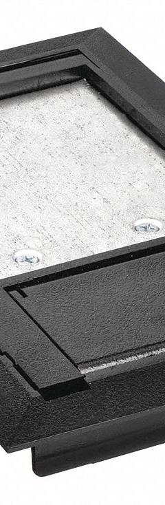 STEEL CITY Floor Box Cover: Rectangular, Black, Polycarbonate, 8 1/8 in L x 5 1/8 in W x 3/16 in H (MPN 664-CST-SW-BLK). Key specifications — Brand: STEEL CITY; Color: Black; Cover Shape: Rectangular; Material: Polycarbonate.