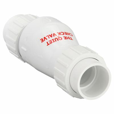ZOELLER Full Flow Check Valve: Swing, Inline Valve Body, 1 1/2 in Pipe Size, For Water Media - PVC Silent Spring-Loaded Swing Check Valves