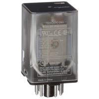 SCHNEIDER General Purpose Relay: Socket Mounted, 10 A Current Rating, 24V AC, 3PDT, B Socket (MPN 750XCXRC-24A). Key specifications — Brand: SCHNEIDER; Base Type: Octal; Mounting Style: Plug-In; Pin Shape: Round; Electrical Connection: 11-Pin Terminal; Manufacturer Part Number: 750XCXRC-24A; Operating Current: 5 A at 28V DC-1 (1 NC Resistive Load Conforming to IEC); Series: 750R Series.