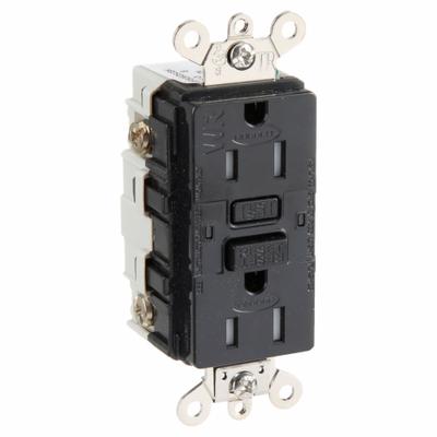 HUBBELL GFCI Receptacle: Duplex, 5-15, Black, GFCI, 125V AC, 15 A, 2 Pole / 3 Wire (MPN GFSG5262BLK) - General Purpose Receptacles