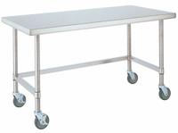 Table: 30 in Overall Wd, 34 in Overall Ht, 4 ft Overall Lg, Stainless Steel, 500 lb Load Capacity (MPN GRMWT305US). Key specifications — Brand: INSTOCK; Caster Type: Locking Swivel; Countertop Material: Stainless Steel.