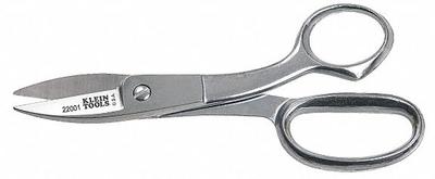 KLEIN TOOLS Shop Shears: Ambidextrous, 8 in Overall Lg, Serrated, Steel, Pointed - All-Metal Scissors