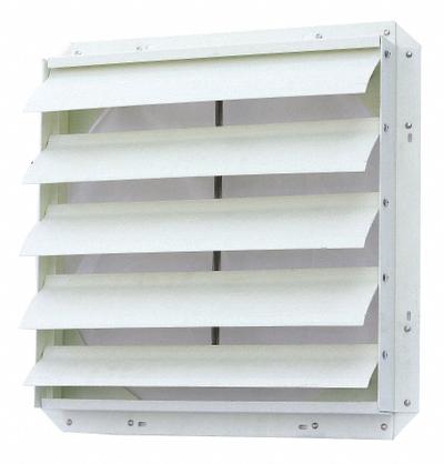 Dayton Manual Damper: For 20 in Fan, 22 7/8 in H, 22 7/8 in W, 3 3/8 in D, Fiberglass - Wall-Mount Backdraft Dampers