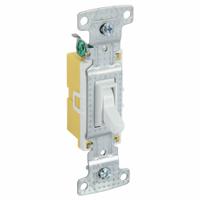 BRYANT Wall Switch: Toggle Switch, Single Pole, Maintained, White, 120V AC, 15 A (MPN RS115W). Key specifications — Illuminated: No.