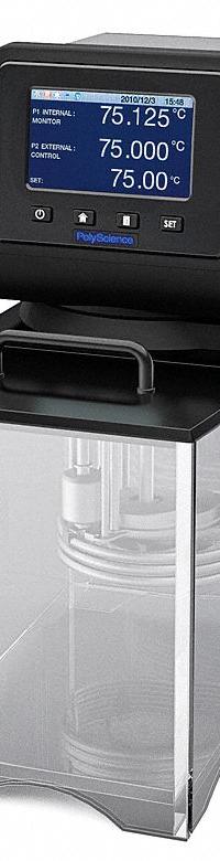 POLYSCIENCE Circulator: 8 L Capacity, 85°C Max Temp, Polycarbonate, +/-0.005°C, Touch-Screen, Heated (MPN AP08P100-L11B). Key specifications — Display Type: Touch-Screen; Heated or Refrigerated: Heated; Brand: POLYSCIENCE; Interior Material: Polycarbonate; Programmable: Yes; Temperature Accuracy Tolerance: +/-0.005°C; Voltage: 120V AC.