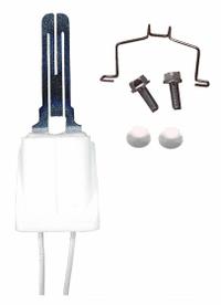 Hot Surface Igniter: Universal, Silicon Carbide, 15 1/2 in Lead Lg, 120V AC, Plug-In, Flat Tip (MPN SKIT03033). Key specifications — Electrical Connection Type: Plug-In; Manufacturer Part Number: SKIT03033; Brand: SUPCO; Input Voltage: 120V AC; Replacement for OEM Brands: Trane.