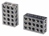 SUBURBAN Tri-Block Pair: 2 Blocks, 23 Holes, 3 in x 2 in x 1 in, 0.0001 in Squareness, 1 PR (MPN B-123-H23-M). Key specifications — attr1181834: 0.0001 in; attr1181835: 2; attr1181837: 3/8 in -16 in Tapped; attr1181850: SUBURBAN.
