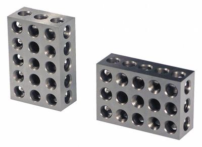SUBURBAN Tri-Block Pair: 2 Blocks, 23 Holes, 3 in x 2 in x 1 in, 0.0001 in Squareness - 1-2-3 Setup Blocks