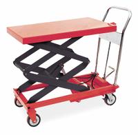 DAYTON Scissor Lift Table: 800 lb Load Capacity, 35 1/2 in L x 20 in W, 51 in Max Lifting Ht, Steel (MPN 3KR47). Key specifications — Platform Material: Steel; Brand: DAYTON.