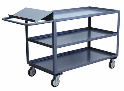 JAMCO Utility Cart: 1,200 lb, 3 Shelves, 75 in L x 31 in W x 39 in H Overall Dim - Order-Picking Utility Carts with Lipped Metal Shelves