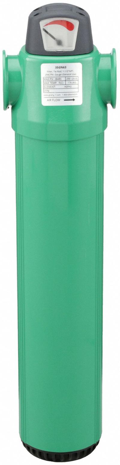 SPEEDAIRE Compressed Air Filter: 1 micron, 1 1/2 in NPT, 294 cfm - Coalescing Filter for Oil Removal