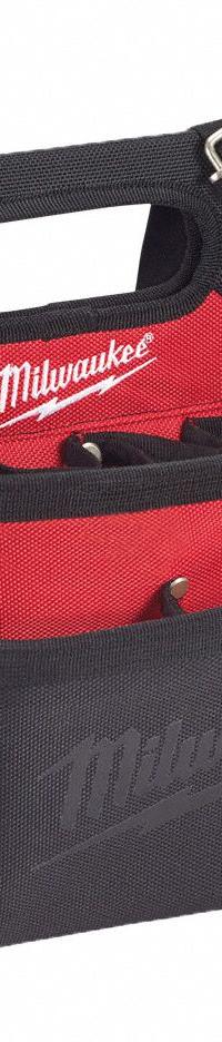 MILWAUKEE Tool Pouch: For 3 in Belt Wd - Max, 15 Pockets, Black/Red (MPN 48-22-8112). Key specifications — Closure Type: Open Top; Color: Black/Red; Brand: MILWAUKEE.