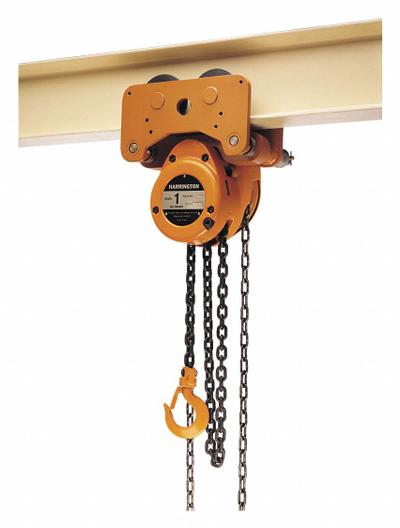 HARRINGTON Manual Chain Hoist: Push Trolley, 4,000 lb Lifting Capacity - Push Trolley Chain Hoists