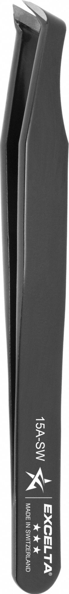 EXCELTA Tweezers: Carbon Steel, Point, Bent Tip (MPN 15A-SW). Key specifications — attr1002355: Carbon Steel; attr1002345: EXCELTA; attr1002348: Carbon Steel; attr1002358: Smooth; attr1002361: 15A-SW; attr1024781: Standard.