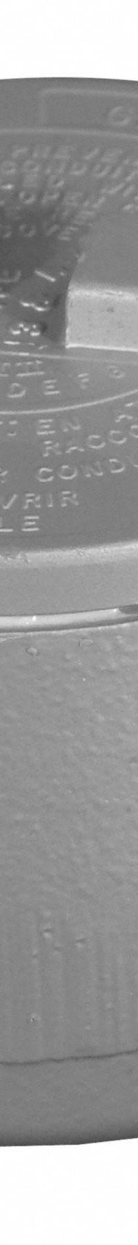 Conduit Outlet Body: Iron, GR, 2 in Trade Size, L Body, 76 cu in Body Capacity (MPN GRL200). Key specifications — Series: For Standard Body; Compatible Conduit Trade Size: 2 in; Thread Gender: Female; Hub Style: Threaded; Cover Included: Yes; Body Style: L; Connection Type: Threaded; Back Type: Round.