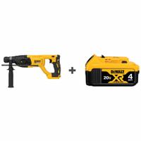 DEWALT Cordless Rotary Hammer Kit: D-Handle, 20V DC, SDS-Plus, 2 1/2 in max, 4.0 Ah, 1.9 ft-lb (MPN DCH133B/DCB204). Key specifications — attr113858: 20V DC; attr113796: DEWALT; attr113808: 0 bpm to 5,500 bpm; attr113803: Yes; attr113838: Hammer Only; attr113809: Yes; attr113815: (1) Bare Tool.