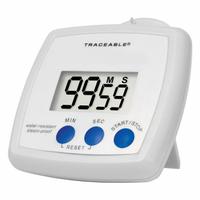TRACEABLE Water-Resistant/Steam-Proof Timer: 1/2 in x 3 1/4 in x 3 in, 1/2 in Overall Dp, LCD (MPN 9876679). Key specifications — Clock Function Included: Yes; Count Direction: Count Up; Features: Use in Washdown and Humid Areas-Timer is Water-Resistant and Steamproof; Digital Display Screen Type: LCD; Alarm Type: Audible; Brand: TRACEABLE; Maximum Time Setting: 99 minutes 59 seconds.