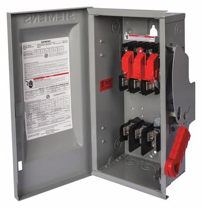 Siemens Safety Switch: Fusible, 60 A, Three Phase, 600V AC, Galvanized Steel - Fusible Safety Switches