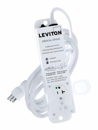 LEVITON Outlet Strip: 2 Outlets, 15 ft Cord Lg, 644 J Rated Energy, 20 A Current, White, 5-15P (MPN 5302M-2S5). Key specifications — Brand: LEVITON; Mounting Style: Screw.