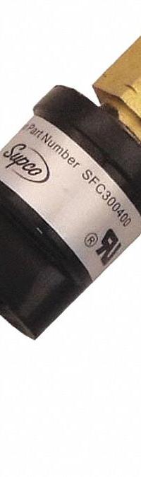 Single Pressure Control: Fan Cycling, Auto Reset, 1/4 in Flare (MPN SFC300400). Key specifications — Brand: SUPCO; Manufacturer Part Number: SFC300400; Rated Voltage: 6V DC.