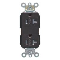 LEVITON Receptacle: Decorator Duplex, 5-20, Black, 125V AC, 20 A, 2 Pole / 3 Wire (MPN TDR20-E)
