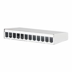 METZ CONNECT RJ45 Housing: Surface, Steel, RJ45, 12 Ports, Unequipped (MPN 130861-1202-E). Key specifications — Housing Material: Steel; Includes Connector: Unequipped; Mounting Type: Surface; Product Type: Module Housing; Connector Color: White; Connection Type: RJ45.
