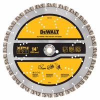 DEWALT Diamond Saw Blade: Block/Brick/Concrete, 14 in Blade Dia., 1 in Arbor Size, Wet/Dry, Best (MPN DW47424). Key specifications — attr1097734: Wet/Dry; attr1097738: Power Cutter; attr1097751: DEWALT.
