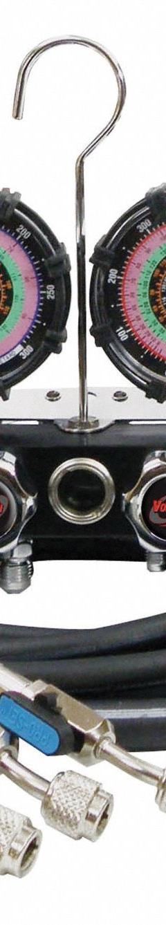 BLACKMAX Manifold Gauge Set: 4 Valves, 3 Hoses, Series BlackMax, 3 1/8 in Gauge (MPN MV4H4P5EZ). Key specifications — Hose Connection Type: Ball Valve; Product Type: Manifold Gauge Set; For Refrigerant Type: R-404A; Brand: BLACKMAX; Includes: Carrying Case; Gauge Boots: Yes; Sight Glass: Yes.