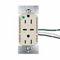 USB Receptacle: Duplex, 5-15R, 2 USB Ports, USB Type C, Ivory, 125V AC, 15 A (MPN TR15HUSBPD65I). Key specifications — Brand: LEGRAND.